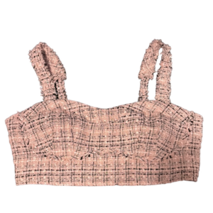 wild fable light pink tweed bustier crop top xxl | black + silver accents nwt